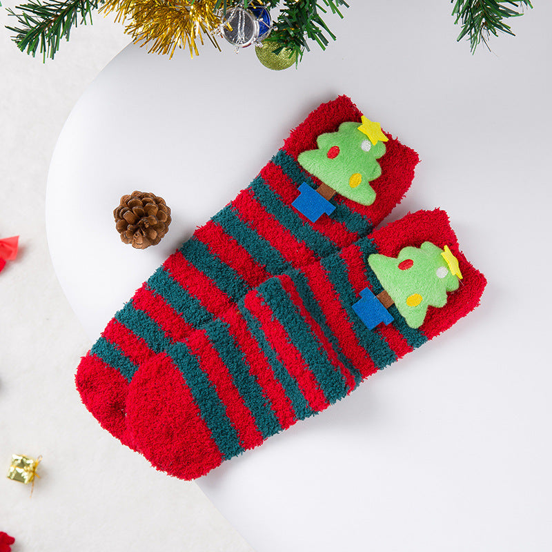 Christmas coral velvet  socks