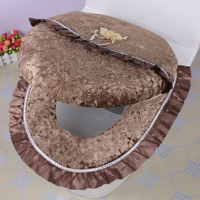 Diamond Velvet Lace Edge Gold Diamond Velvet Two-piece Toilet Seat