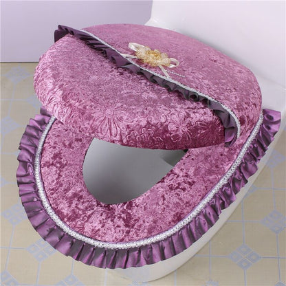 Diamond Velvet Lace Edge Gold Diamond Velvet Two-piece Toilet Seat