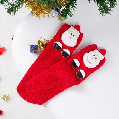 Christmas coral velvet  socks