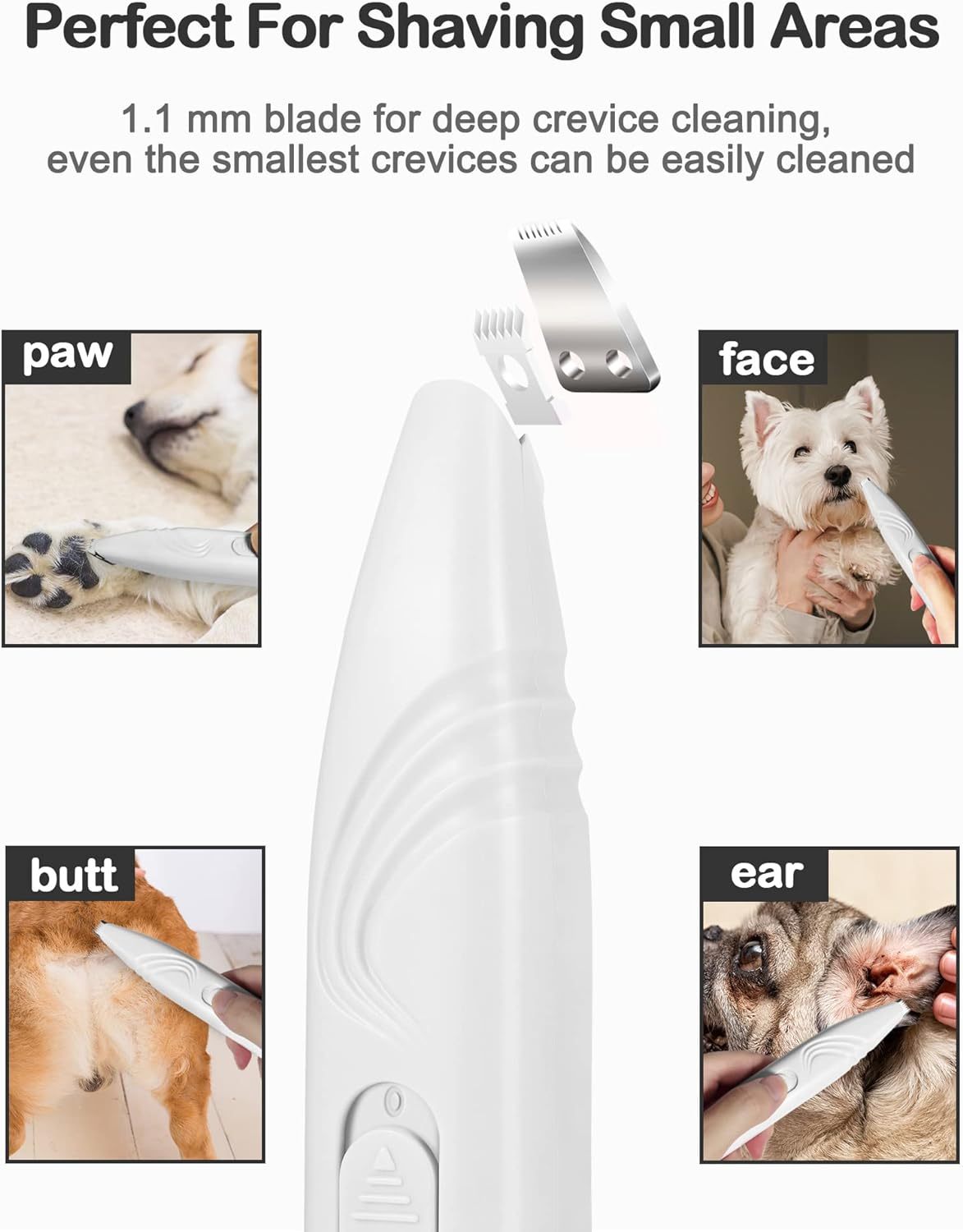 Dog Paw Trimmer For Grooming Cordless Electric Small Pet Grooming Clippers Hair Trimmer For Dogs Cats Low Noise For Trimming Pet's Hair Around Paws, Eyes Ears Face Rump