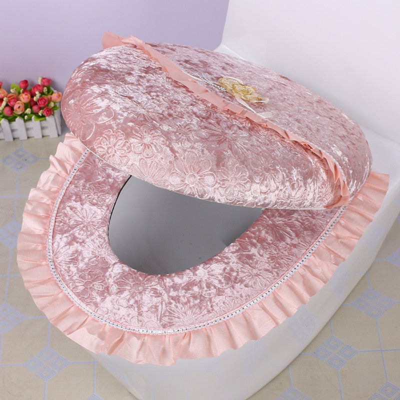 Diamond Velvet Lace Edge Gold Diamond Velvet Two-piece Toilet Seat