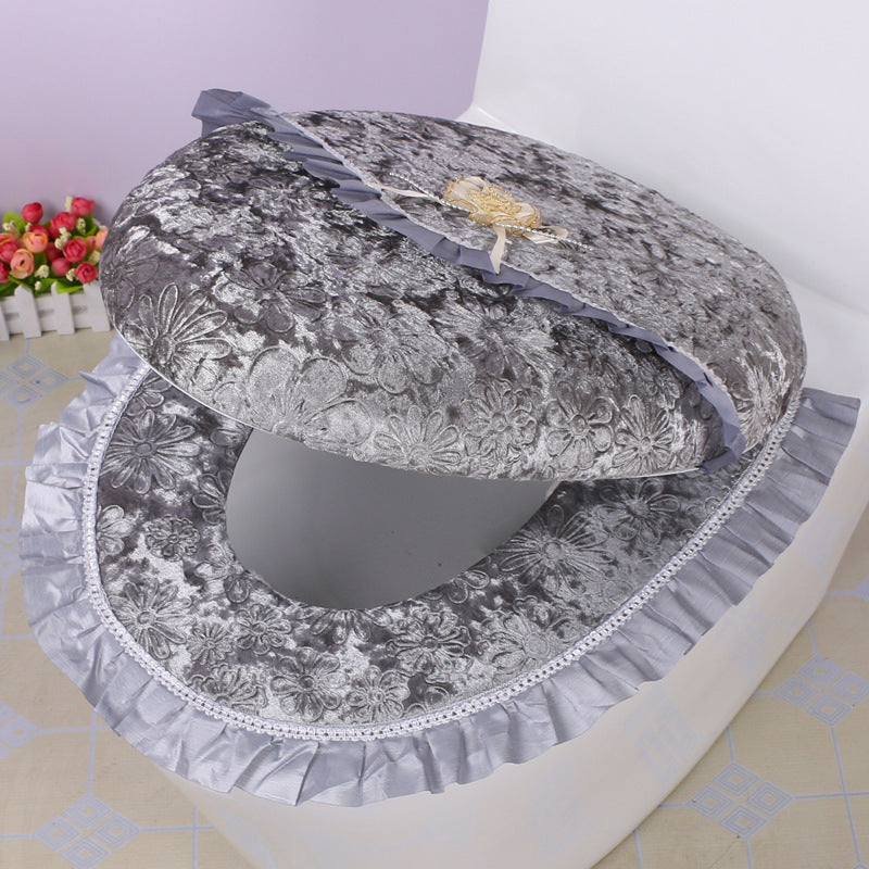 Diamond Velvet Lace Edge Gold Diamond Velvet Two-piece Toilet Seat