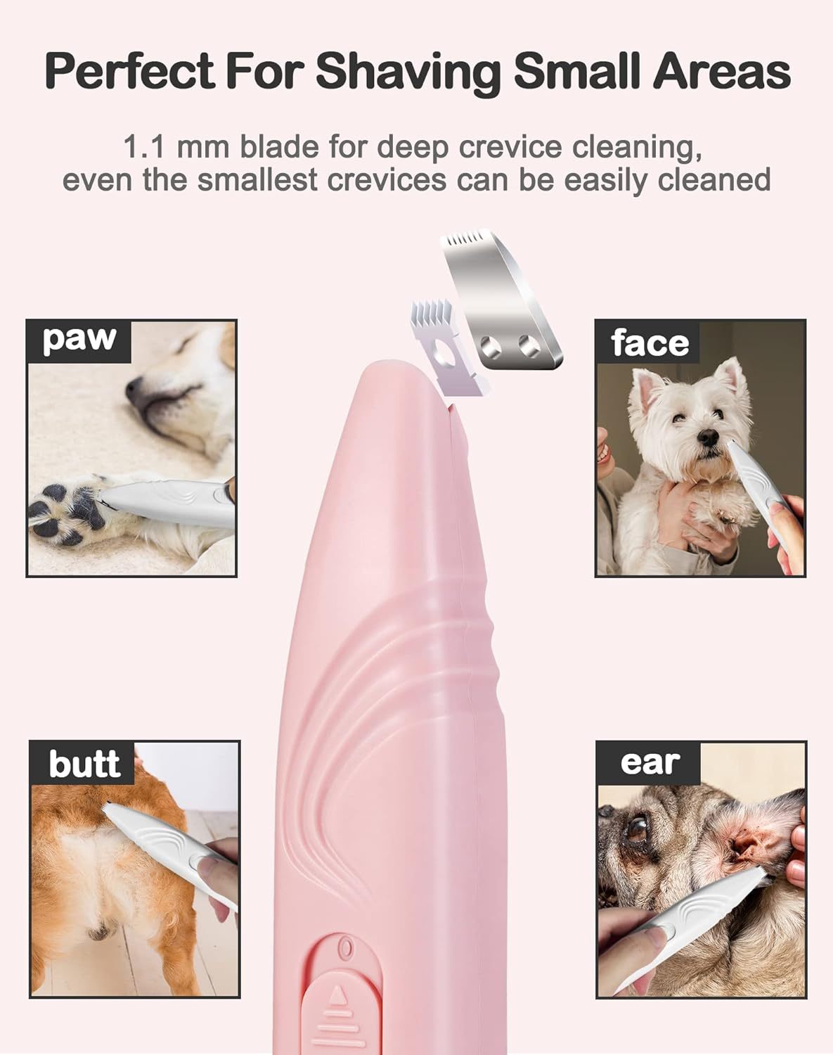 Dog Paw Trimmer For Grooming Cordless Electric Small Pet Grooming Clippers Hair Trimmer For Dogs Cats Low Noise For Trimming Pet's Hair Around Paws, Eyes Ears Face Rump